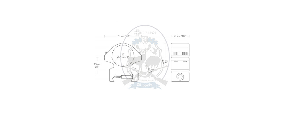 Кільця Hawke Match Mount 1" 25.4 мм Weaver, medium